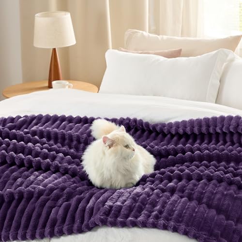 Soft King Size Blankets for Bed Purple 108"x90" (Purple / King)