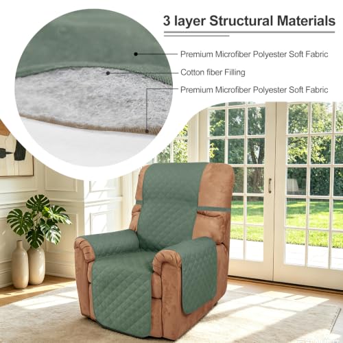 Reversible Recliner Chair Covers (Greyish Green/Taupe / 28'' Recliner)