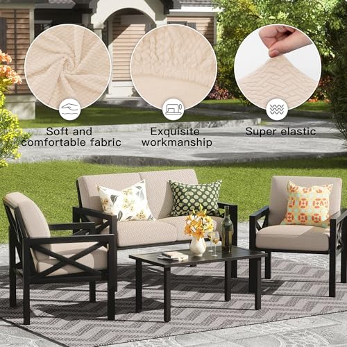 8Pcs Outdoor Cushion Covers (Mustard Yellow / 8PCS)