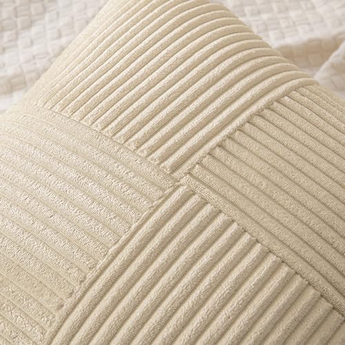 Natural Beige Decorative Throw Pillow Covers for Couch 18x18 Inch (18" x 18" (Pack of 2) / Natural Beige)