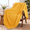 Large 3D Fleece Throw Blanket for Couch (Mustard Yellow / Throw ( 50x70 IN ))