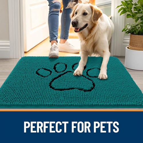 Dog Door Mat for Muddy Paws 30x20 (Lake Blue / 30" X 20")