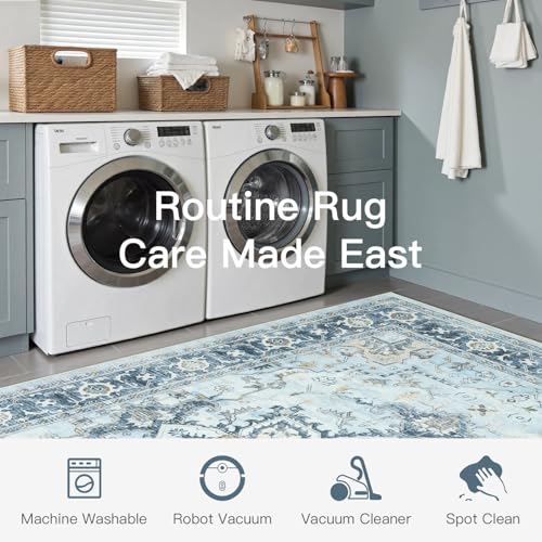 6x9 Light Blue Rugs for Bedroom Living Room (Sunflower Blue/Gold / 6' x 9' (Rectangular))
