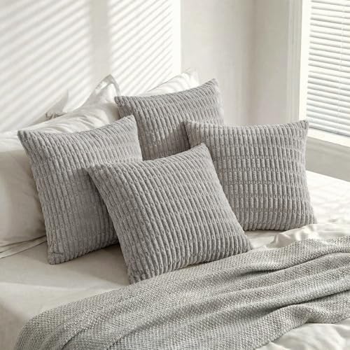 4 Packs Decorative Throw Pillow Covers for Living Room Couch Bed (24" x 24" (Pack of 4) / Gray)