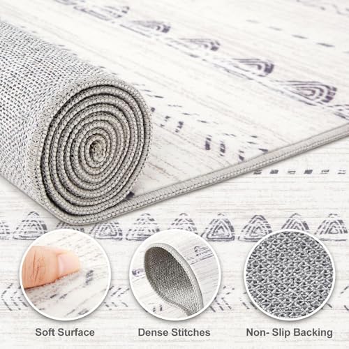 Boho 3x5 Area Rug Living Room Rugs Machine Washable Gray (Boho Grey / 3' X 5' (Rectangular))