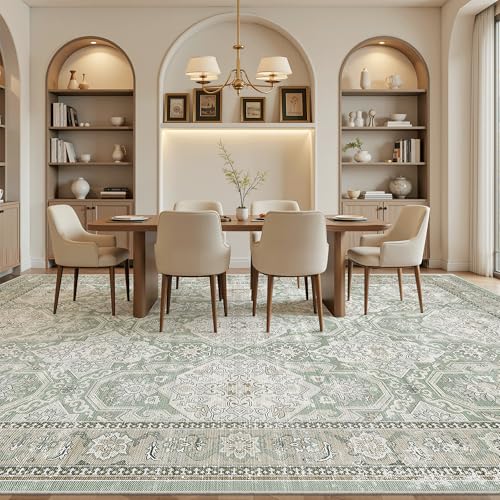 10x14 Area Rugs for Living Room Washable Rug Non (Green/Brown / 10' x 14' (Rectangular))