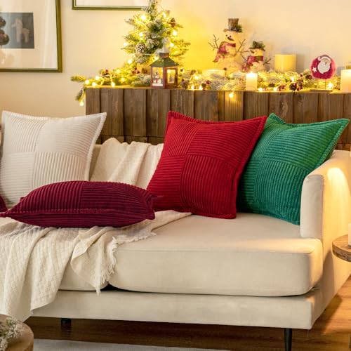 Decorative Lumbar Throw Pillow Covers 12x20 Inch White 2 Pack (White / 20" x 12" (Pack of 2))