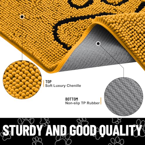 Dog Door Mat for Muddy Paws (36"X24" / Golden Yellow and Black)