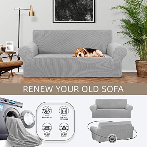 Stretch Loveseat Couch Cover (Silver / Medium)