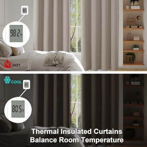 Ava Stone Short Blackout Curtains for Bedroom 45 Inches Long 2 Panels Set (Stone / 40"W x 45"L (Pack of 2))