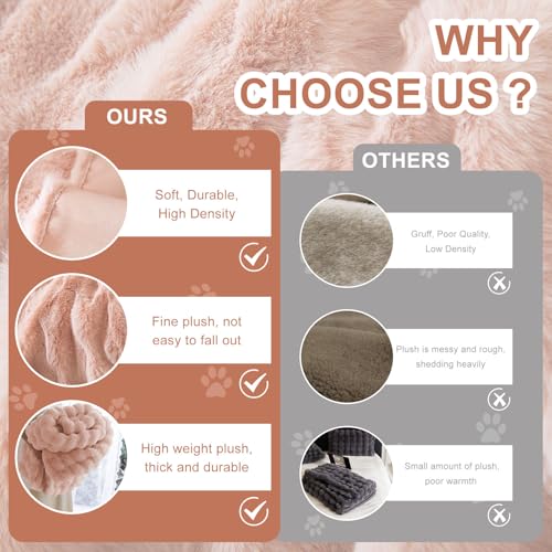 Faux Fur Plush Sofa Covers for Couch Washable Rabbit Plush Couch Cover Cozy Faux Fur Sectional Covers for Dogs Fluffy Plush L Shaped Sofa Cover Pet Couch Protector (71" x 134" / Z-plush:pink)