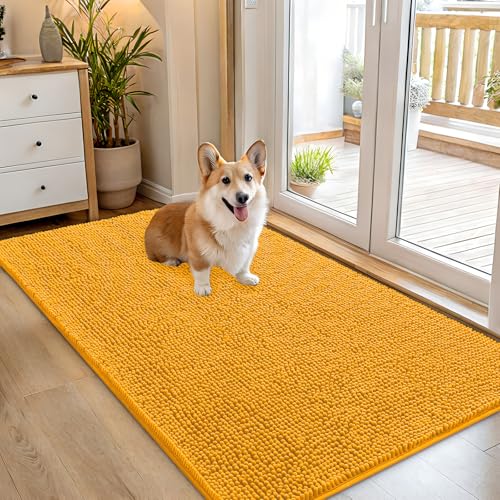 Dog Door Mat for Muddy Paws 54x32 (Golden Yellow / 54" X 32")
