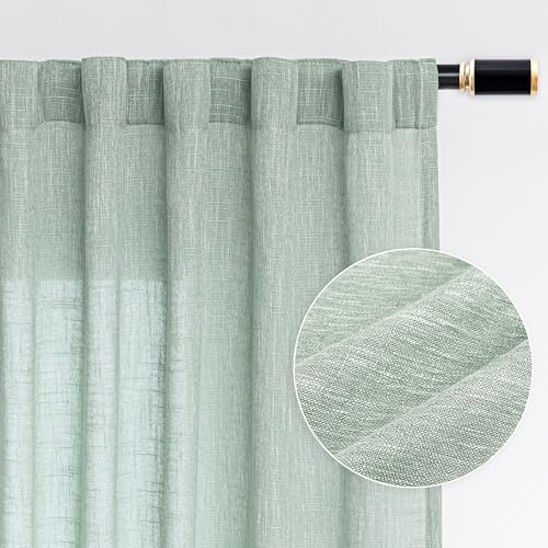 95 Inch Curtains Farmhouse Light Filtering Privacy Curtain Drapes for Patio Door Living Room (50"W x 95"L (Pack of 2) / Aqua)