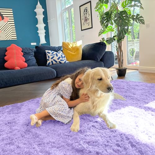 3x5 Machine Washable Small Bedside Rug (3x5 Ft / Light Purple)