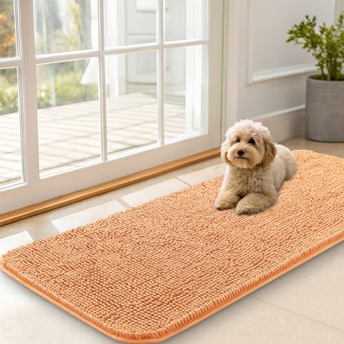 Dog Door Mat for Muddy Paws 47x20 (Orange / 47" X 20")