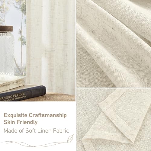 108 inch Semi Sheer Linen Curtains for Living Room Bedroom 2 Panels (Natural / 52"W x 108"L (Pack of 2))