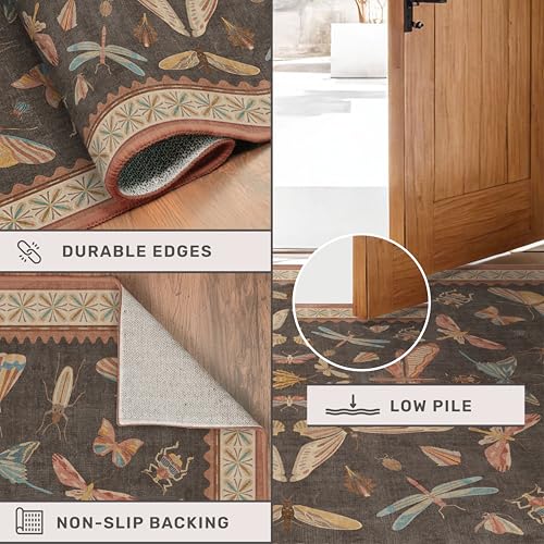 Brown Washable Area Rug for Living Room (4' x 6' (Rectangular) / Tribal Brown)