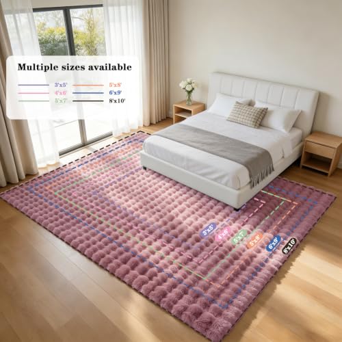 Dusty Rose Rabbit Plush Rug 6'x9' (Dusty Rose / 6' x 9' (Rectangular))
