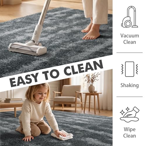 8x10 Ft Extra Large Shag Rugs for Living Room (Ff Grey 5sm02 / 8' X 10' (Rectangular))