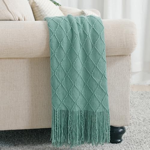 Dark Cyan Throw Blanket 50x90 Inch Boho Knit Soft Throw Bed Blanket (Dark Cyan / 50"x90")