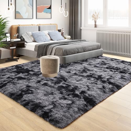Area Rugs 9x12 for Living Room (Tie-dyed Dark Grey / 9' X 12' (Rectangular))