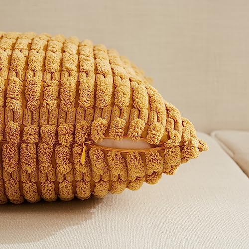 4 Packs Decorative Throw Pillow Covers for Living Room Couch Bed (20" x 12" (Pack of 4) / Mustard Yellow)