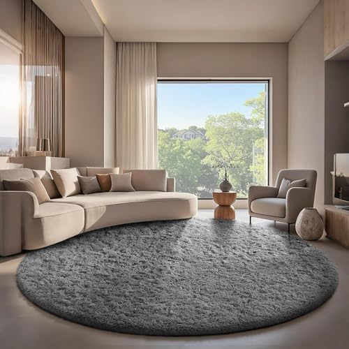Round Rug 7Ft Grey Circle Area Rugs (1- Grey / 7' (Round))
