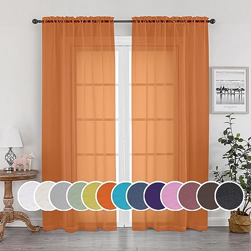 Sheer Orange Curtains (Orange / 42"W x 84"L (Pack of 2))