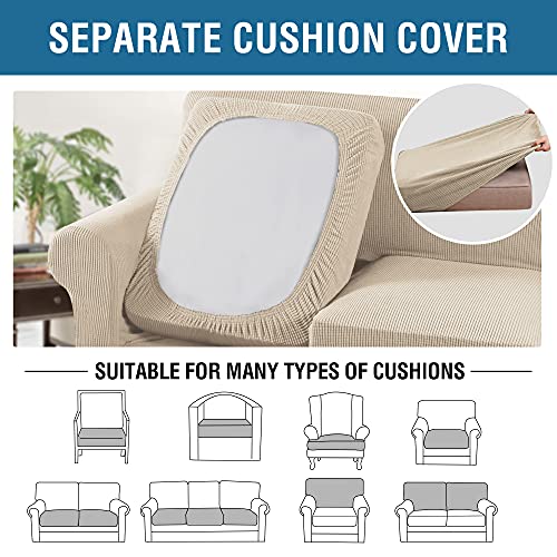 3 Piece Stretch Sofa Covers for 2 Cushion Loveseat Couch Covers for Living Room Sofa Slipcovers (Medium / Natural)