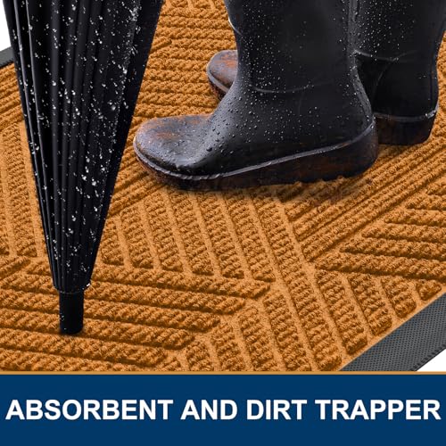 Front Door Mat Outside Entrance (Amber / 29.5" X 17")