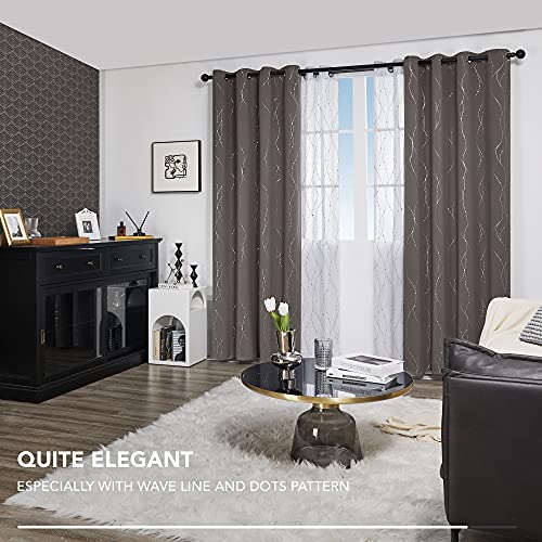 Living Room Curtains 108 Inch Long (Taupe/Wave Dots / 52"W x 108"L (Pack of 2))