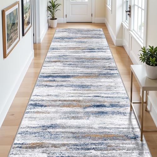Large Runner Rugs for Hallway 4x18 (Navy/Grey / 4' x 18' (Runner))