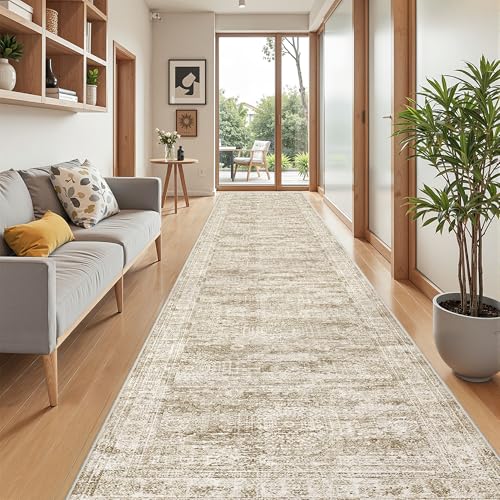 3x14 Runner Rug Non Slip (Brown/Ivory / 3' x 14' (Runner))