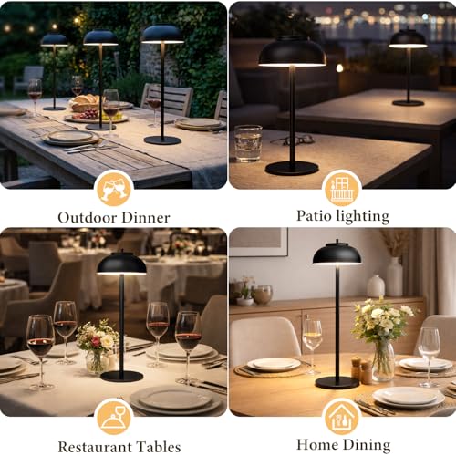 Cordless Table Lamps Rechargeable (Black-Set of Two)
