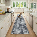 Washable Runner 2'x9' Abstract Area Rug for Hallway Black White (Black/Navy Blue/Gray / 2' x 9' (Runner))
