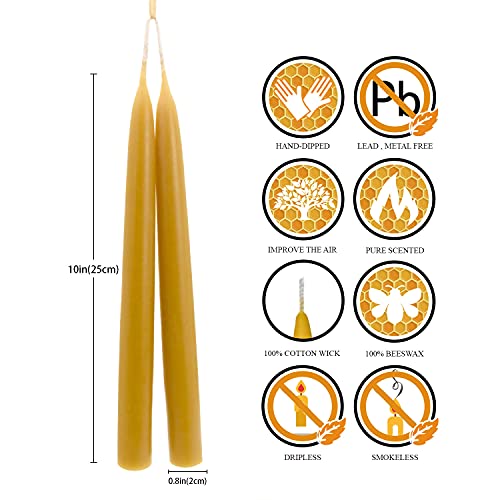 10 inch Natural Beeswax Taper Candles Set of 12 (10 inch)
