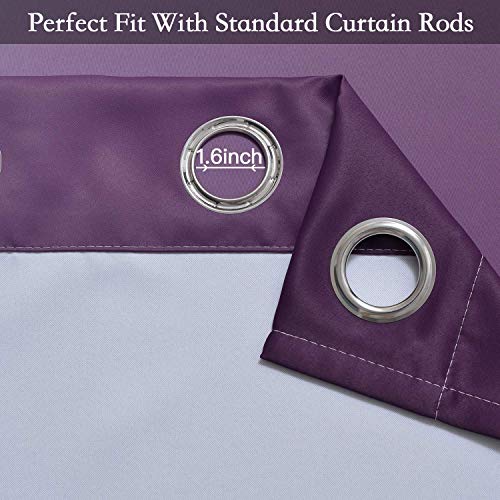 Ombre Purple to Grey White Curtains for Living Room 52Wx63L (52"W x 63"L (Pack of 2) / Purple)