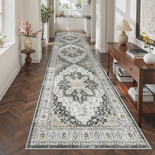 Hallway Runner Rug 3x12 Washable Kitchen Runners 12ft (Black / 3' x 12' (Runner))