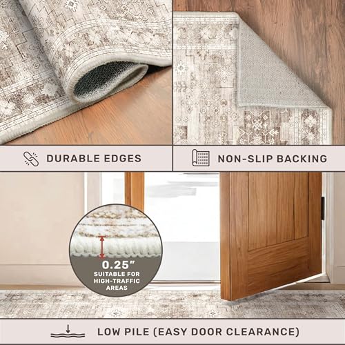 Washable 3x12 Long Runner Rug for Hallway (3' x 12' (Runner) / Latte / Beige)