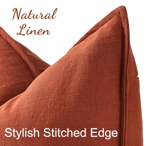 Fall Rust Linen Throw Pillow Covers 18x18 Set of 2 (Rust / 18" x 18" (Pack of 2))