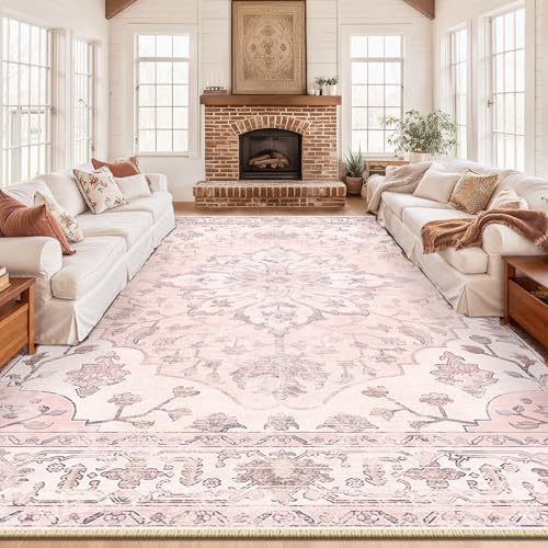 Washable Area Rug (Pink / 10' x 14' (Rectangular))