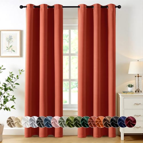 Fall Blackout Curtains for Bedroom 2 Panel 40"x84" Long Burnt Orange (Burnt Orange / 40"W x 84"L (Pack of 2))