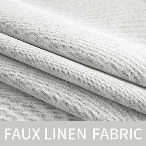 100% Blackout Linen Curtains for Bedroom 52x63 Inch Heathered White (Heathered White / 52"W x 63"L (Pack of 2))