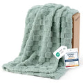Checkered Fleece Soft Cozy Throw Blankets (01 Sage Green / Throw XL (50" X 70"))