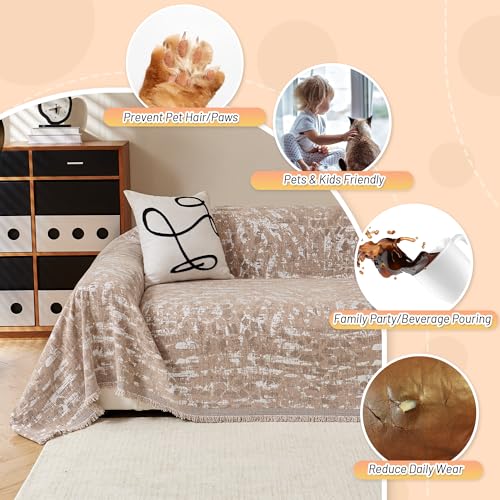 Couch Covers for 3 Cushion Couch Sofa (71" x 118" / 7# Khaki Blur Mottling)