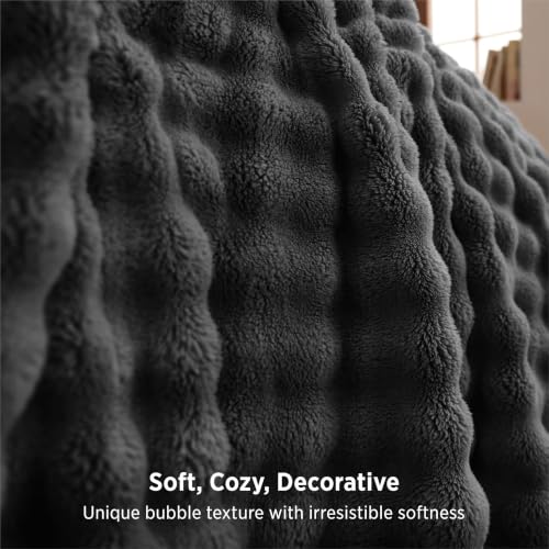 Cloud Bubble Fleece Twin Blanket for Bed (Dark Grey / Twin (60" X 80"))