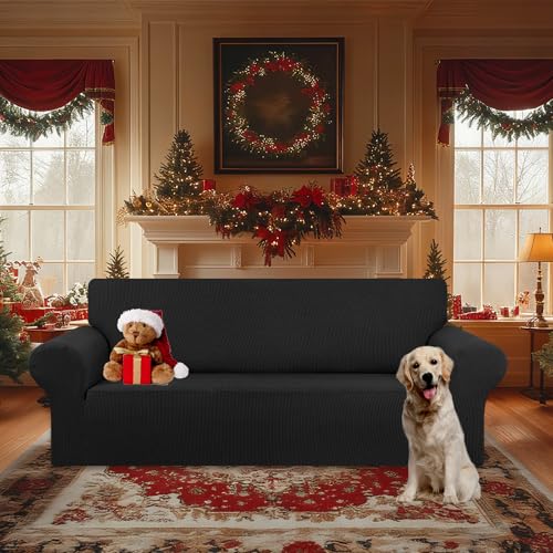 Stretch Oversized Couch Covers for Sofa Slipcover (Black / X-Large)