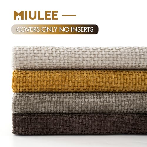 Decorative Chenille Fall Pillow Covers Gold Brown 20x20 Pack of 4 (20" x 20" (Pack of 4) / Neutral Gold/Brown)