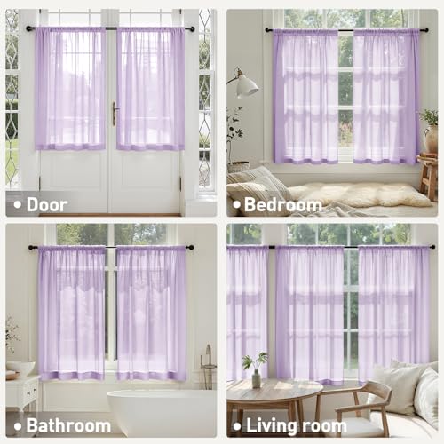 Light Purple Sheer Curtains 63 Inches Long 4 Panels 42 x 63 Inches (42"W x 63"L (Pack of 4) / Lavender)