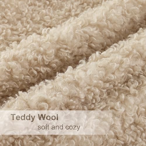 Sherpa Throw Pillow Covers 16x16 Set of 2 Neutral Oatmeal (Oatmeal / 16" x 16" (Pack of 2))